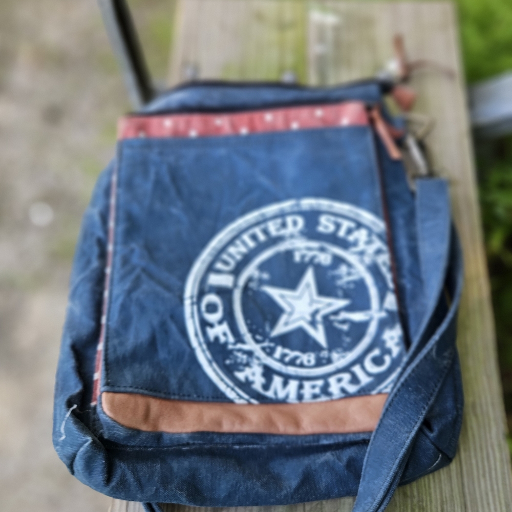 Blue and Brown Crossbody Bag